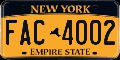 NY license plate FAC4002