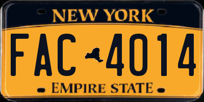 NY license plate FAC4014