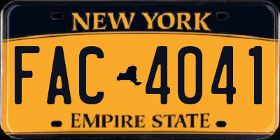 NY license plate FAC4041