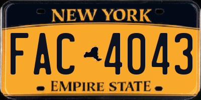NY license plate FAC4043