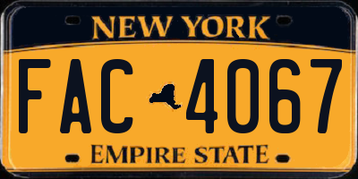 NY license plate FAC4067