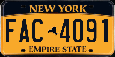 NY license plate FAC4091