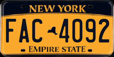 NY license plate FAC4092