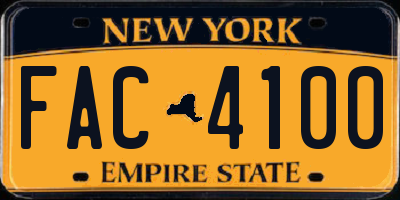 NY license plate FAC4100
