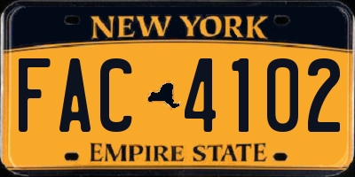 NY license plate FAC4102