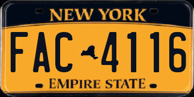 NY license plate FAC4116