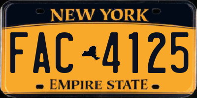 NY license plate FAC4125