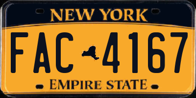 NY license plate FAC4167