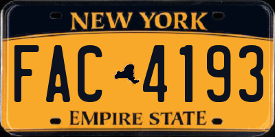 NY license plate FAC4193