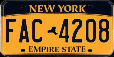 NY license plate FAC4208