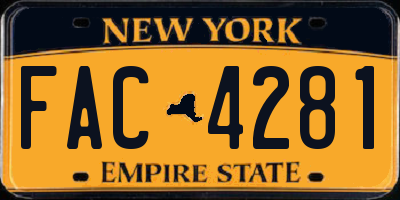 NY license plate FAC4281