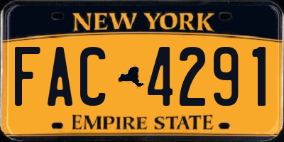 NY license plate FAC4291