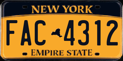 NY license plate FAC4312