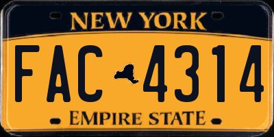 NY license plate FAC4314
