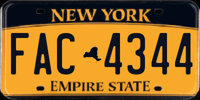 NY license plate FAC4344
