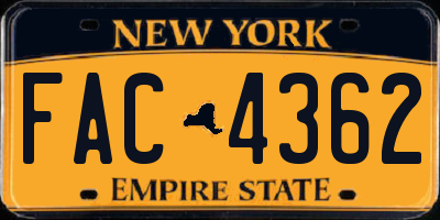 NY license plate FAC4362
