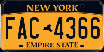 NY license plate FAC4366