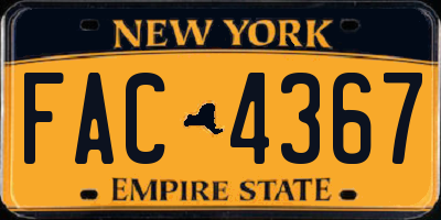 NY license plate FAC4367