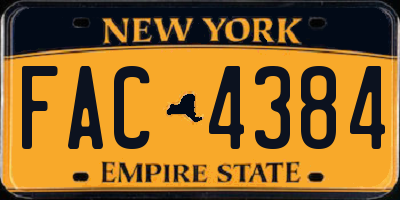 NY license plate FAC4384