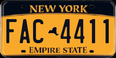 NY license plate FAC4411