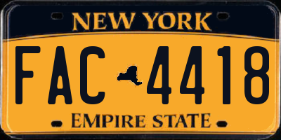 NY license plate FAC4418