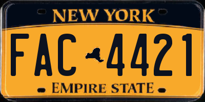 NY license plate FAC4421