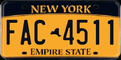 NY license plate FAC4511
