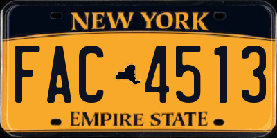 NY license plate FAC4513