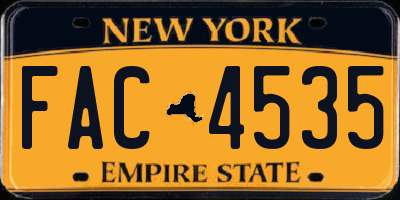 NY license plate FAC4535