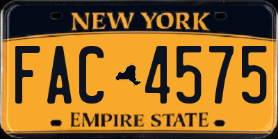 NY license plate FAC4575