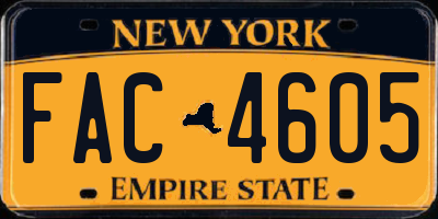 NY license plate FAC4605