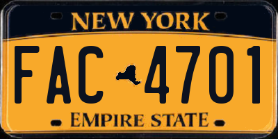 NY license plate FAC4701