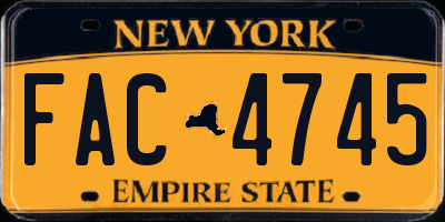 NY license plate FAC4745