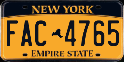 NY license plate FAC4765