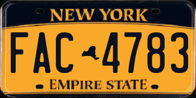 NY license plate FAC4783