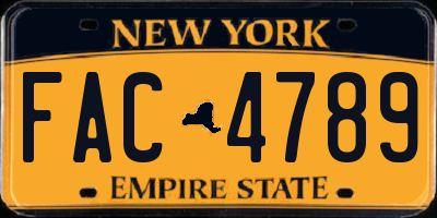 NY license plate FAC4789