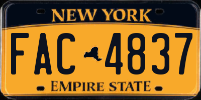 NY license plate FAC4837