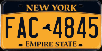 NY license plate FAC4845