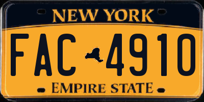NY license plate FAC4910