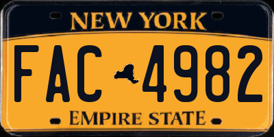NY license plate FAC4982