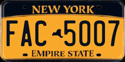 NY license plate FAC5007