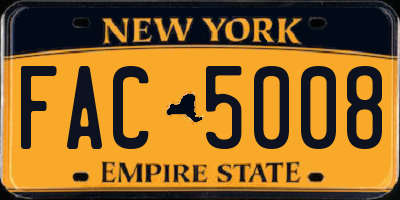 NY license plate FAC5008