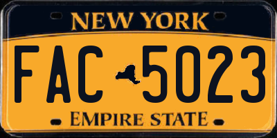 NY license plate FAC5023