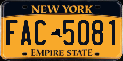 NY license plate FAC5081