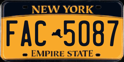 NY license plate FAC5087