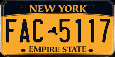 NY license plate FAC5117