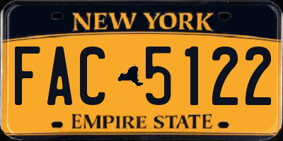 NY license plate FAC5122