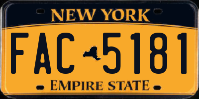 NY license plate FAC5181