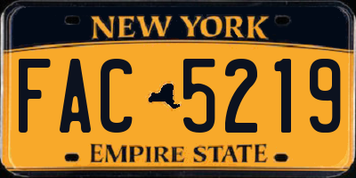 NY license plate FAC5219