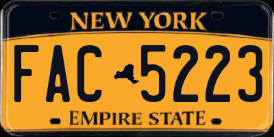 NY license plate FAC5223